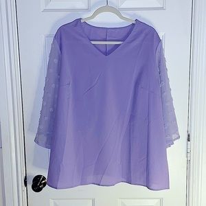 SHEIN Curve 3X light Purple Tunic Plus Size Top - 3/4 Sleeves, NWOT